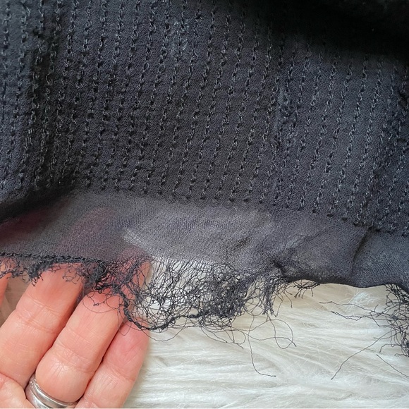 AllSaints Spitalfields Sequin Sheer Raw Hem Black Tank Top Blouse 2 - Picture 6 of 9